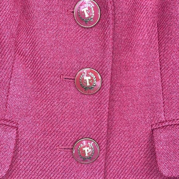 Talbots Sz 4 Wool Notched Collar 3 Button Collegiate Academy Blazer Cranberry - Picture 4 of 15